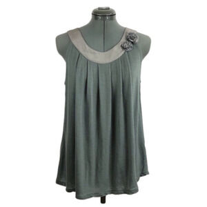 J. CREW Silk Trim Floral Accent Gray Tank Top Size S